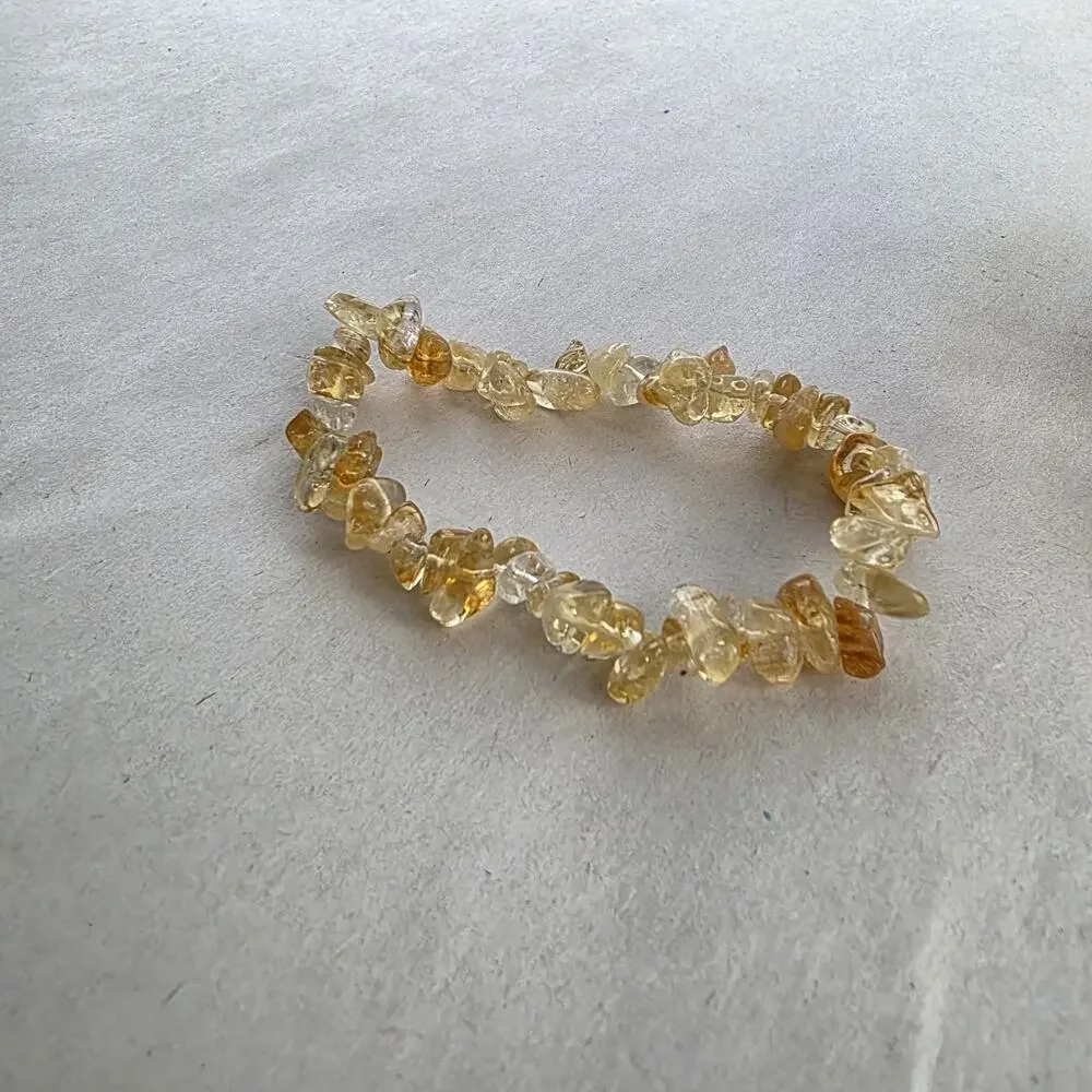 KJC HSN 925 Sterling Silver Genuine Stone Citrine stretch Bracelet‎ 7” New